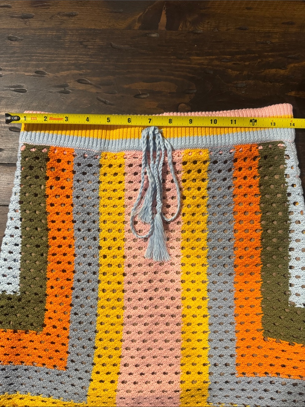 Fashion Nova Crocheted Mini Skirt - Pink, Yellow, Orange, Gray & Olive:  Size L